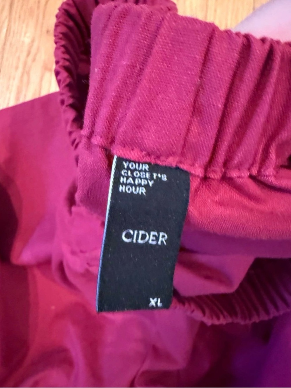 Cider Wide-Leg Elastic Waist Pants in maroon - Picture 2 of 3